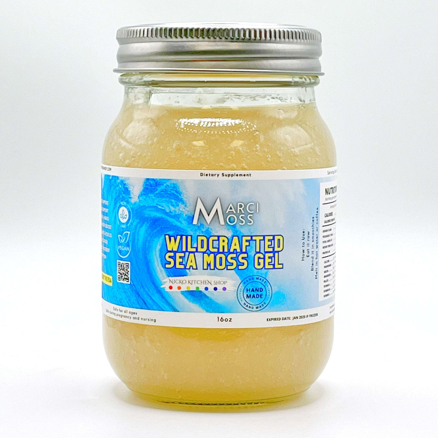 Wildcrafted Sea Moss Gel | MarciMoss | 16oz Jar