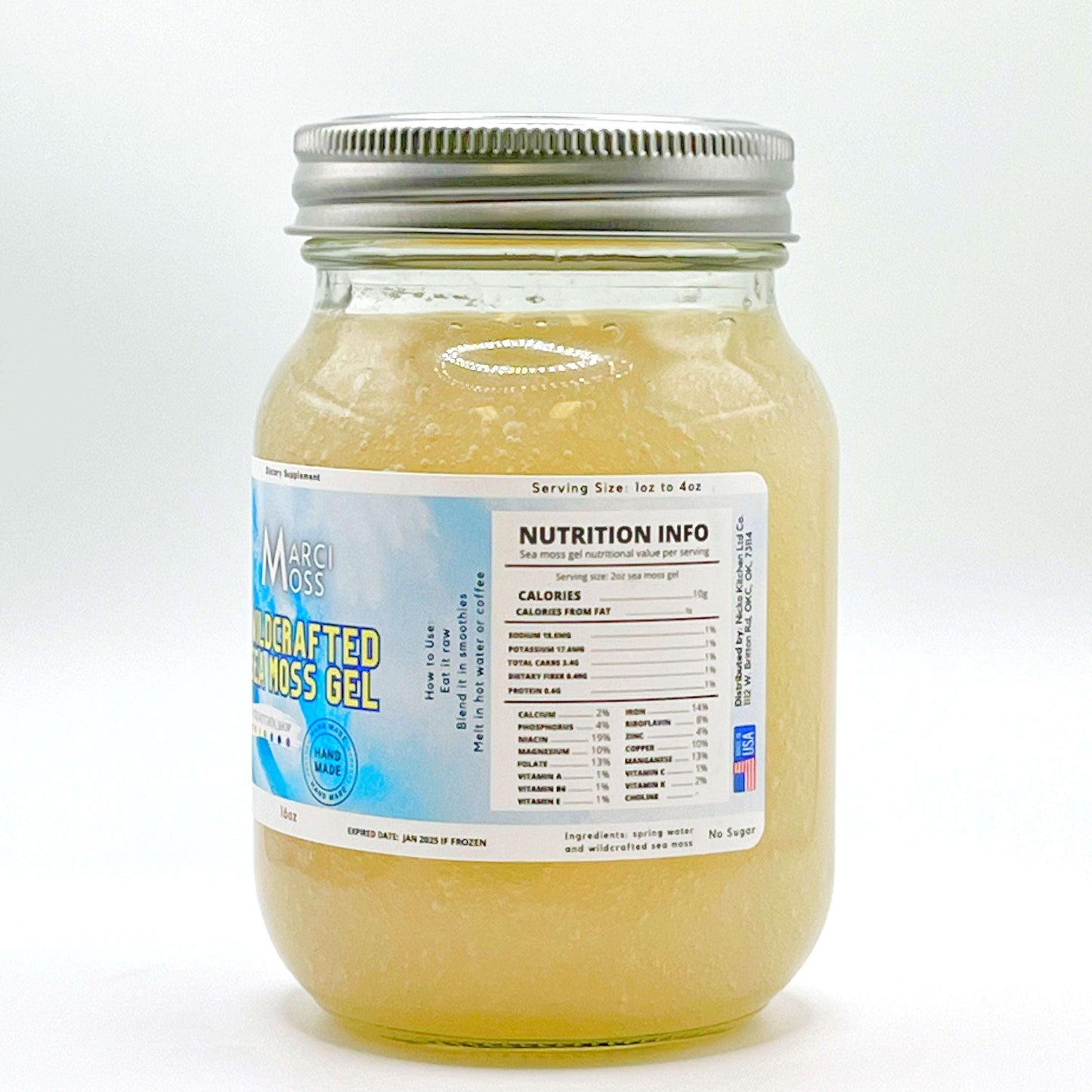 Wildcrafted Sea Moss Gel | MarciMoss | 16oz Jar