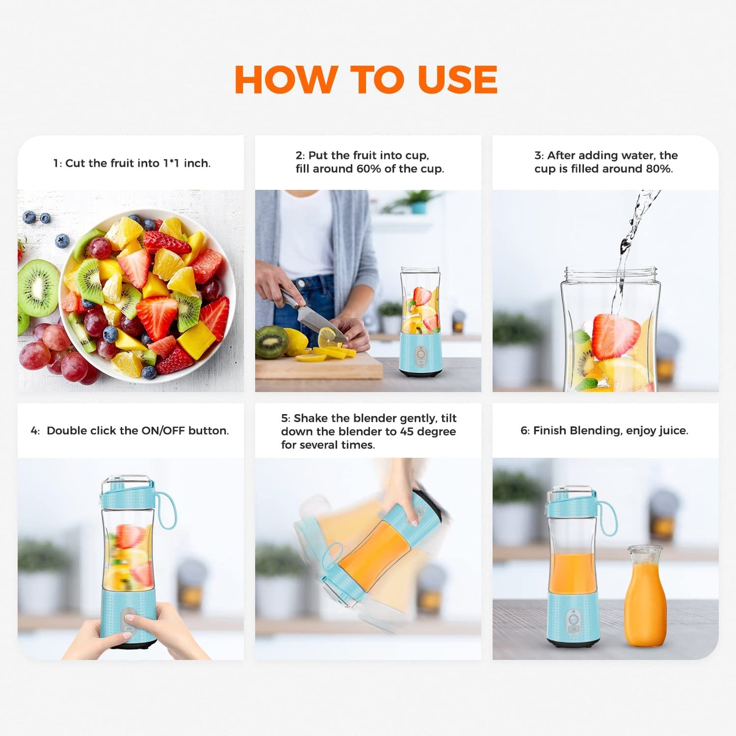 2 in 1 Portable Juicer and Blender | USB Rechargeable Mini Blender