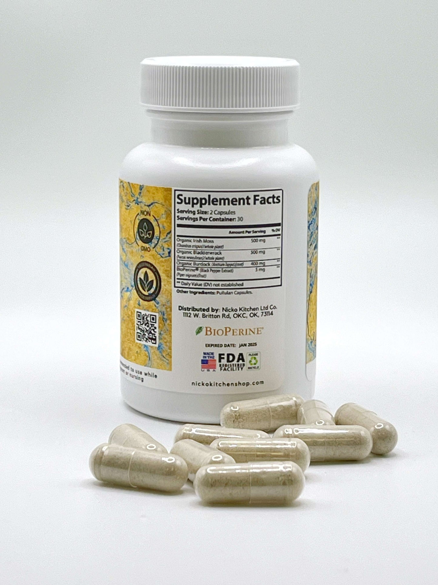WholyTrinity Sea Moss Capsules | with Bladderwrack and Burdock Root | 60 pills | Recurring Delivery